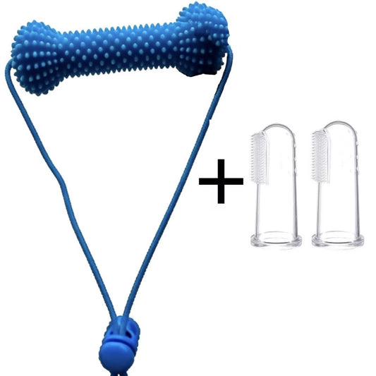 Dog Dental Care Kit 🐶✨ | 2-in-1 Silicone Chew Toy + Finger Toothbrush for Clean Teeth & Healthy Gums