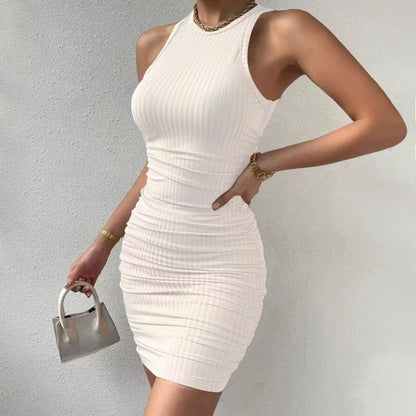 Women Sleeveless Ribbed Bodycon Mini Dress