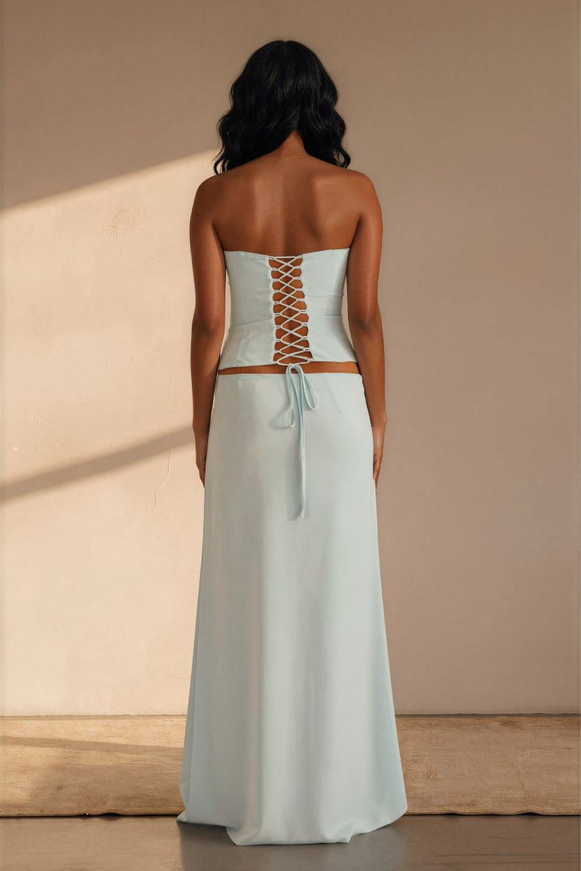 Mint Strapless Lace-Up Corset